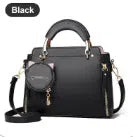 Cute little cat design large-capacity shoulder square bag in soft PU with patch pocket