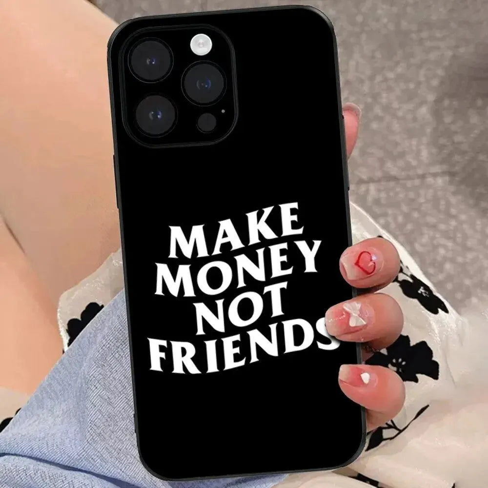 Black English Money anti-fall TPU phone case back cover for iPhone models