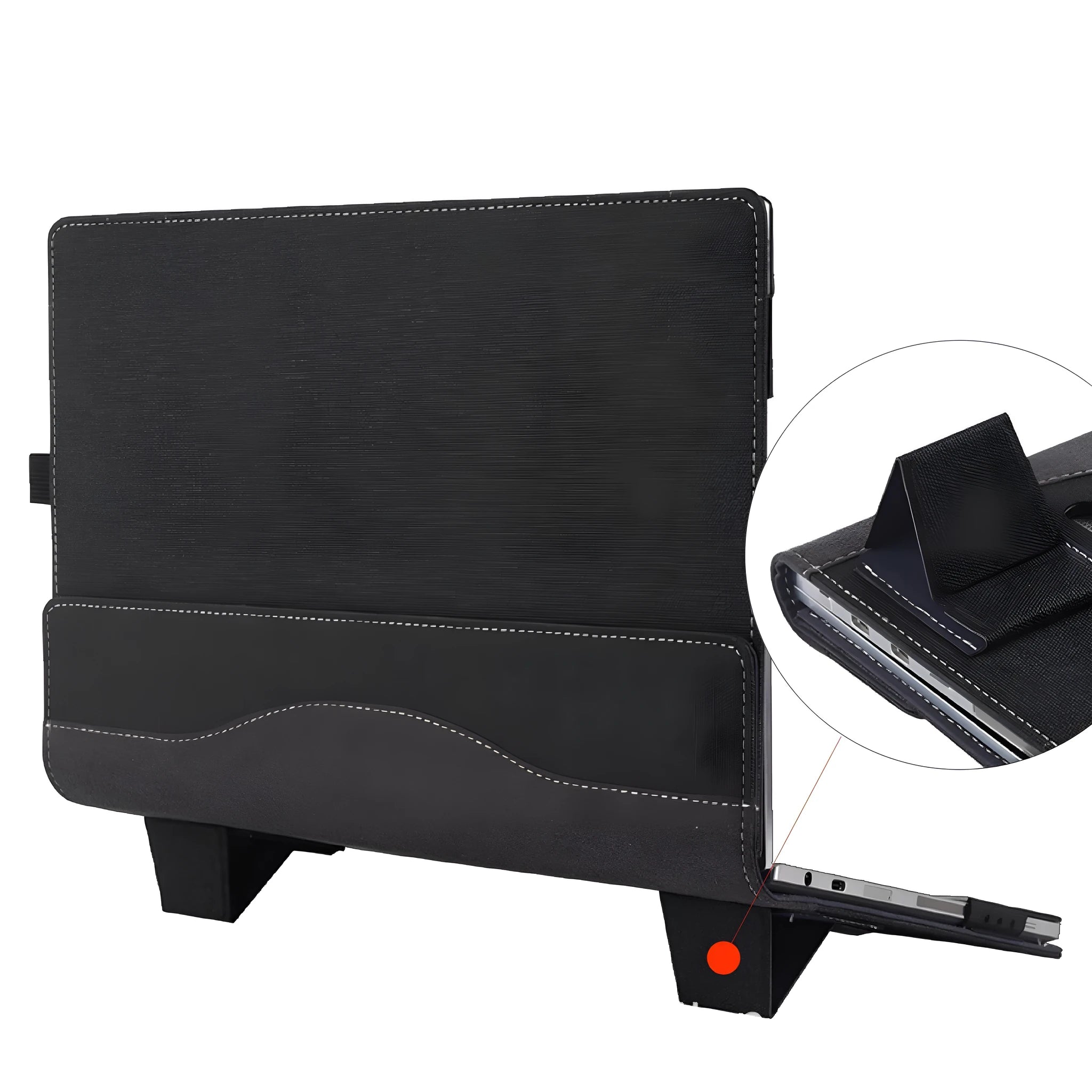 Black imitation leather protective sleeve for Microsoft Surface Laptop 6 showing creative Chinese design details
