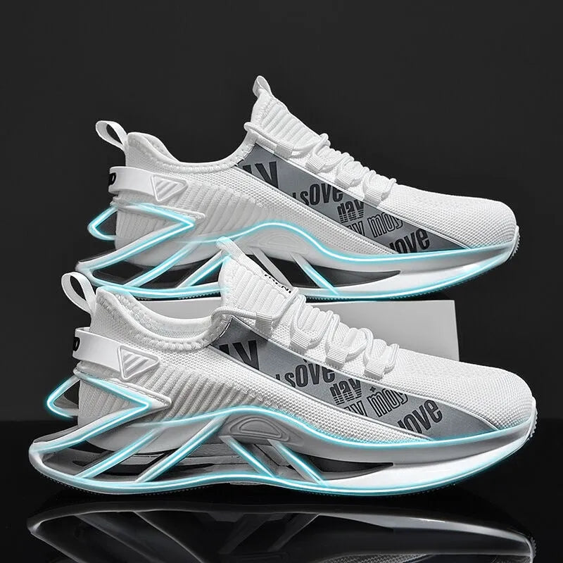 Men's breathable fly woven mesh casual exercise shoes in solid colour black