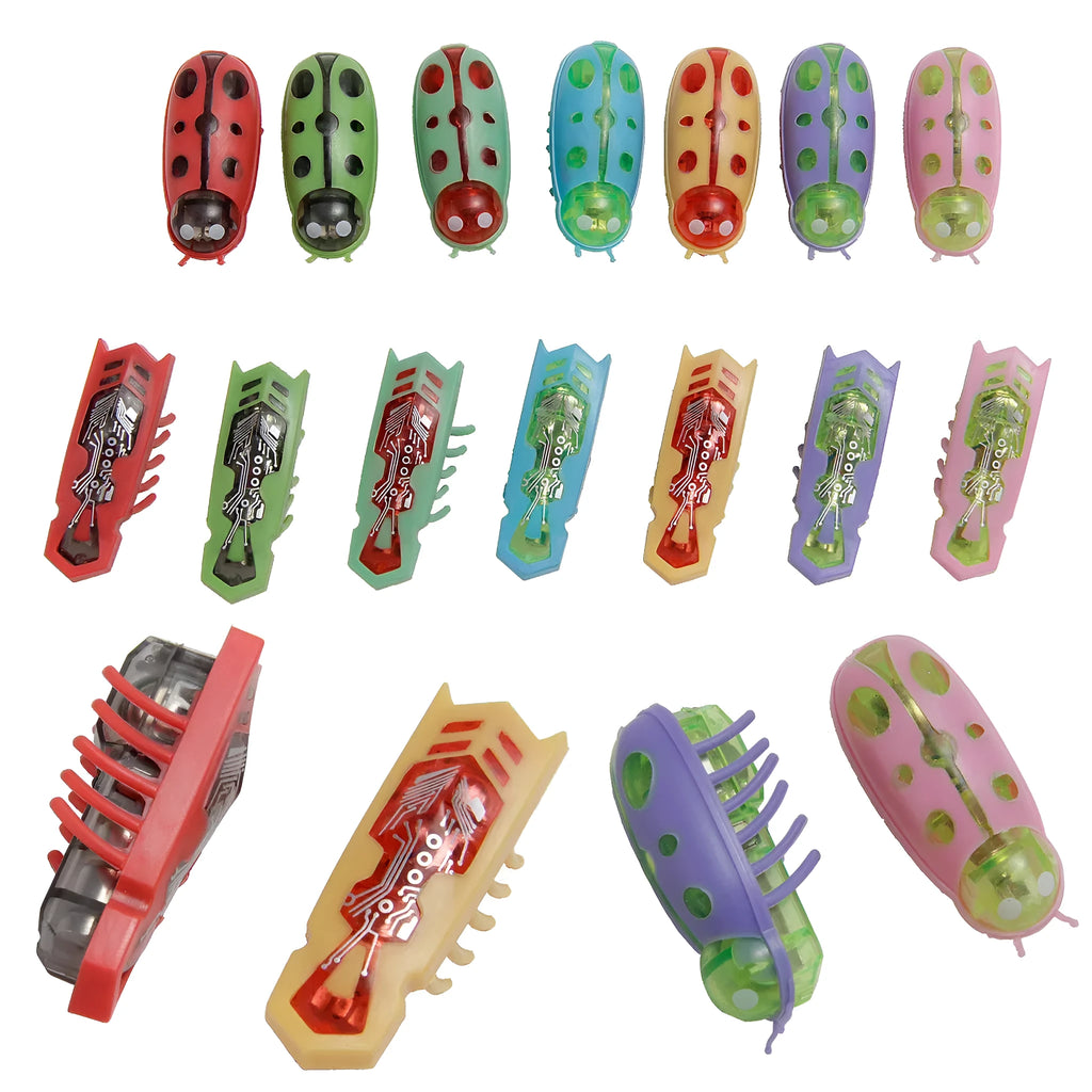 Mini electric bug pet toy with ladybird design on wooden floor