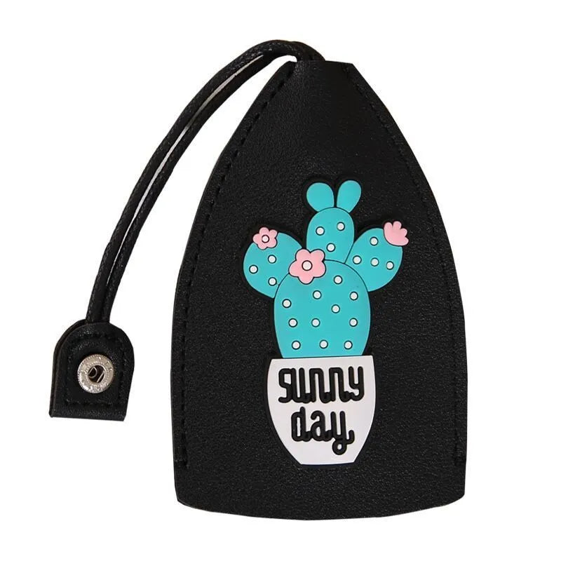 Cartoon design pull-out key case for car keys in PU leather.
