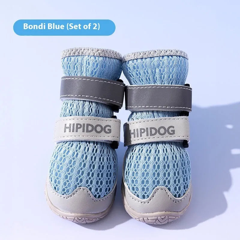Summer breathable anti-scald dog shoes in Bondi blue colour for paw protection