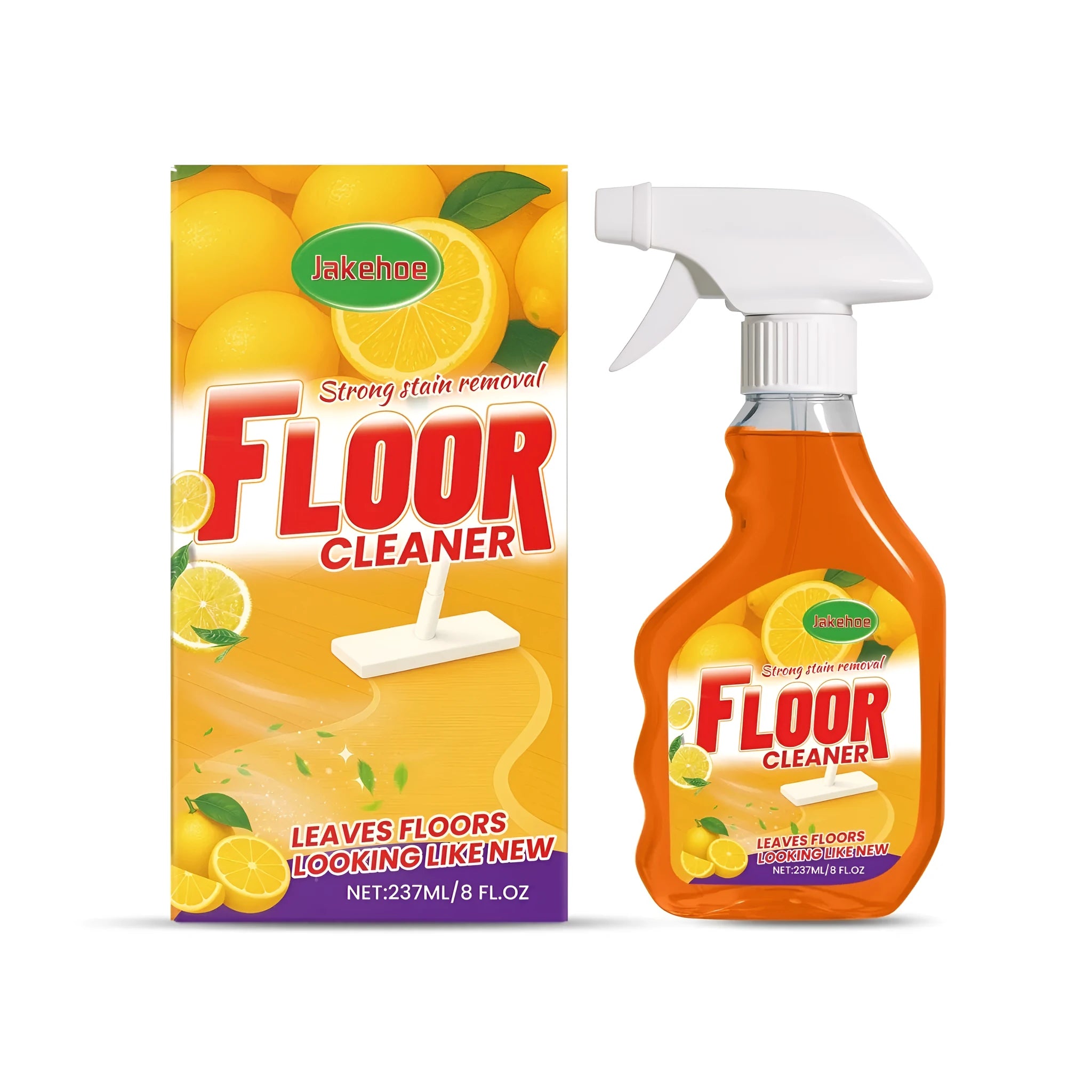 237ml lemon scented floor cleaner bottle on hard floor surface
