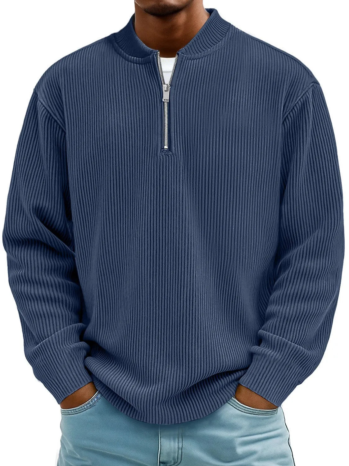 Men's digital print zip-up polyester cardigan with retro American style, loose fit, available in multiple colours