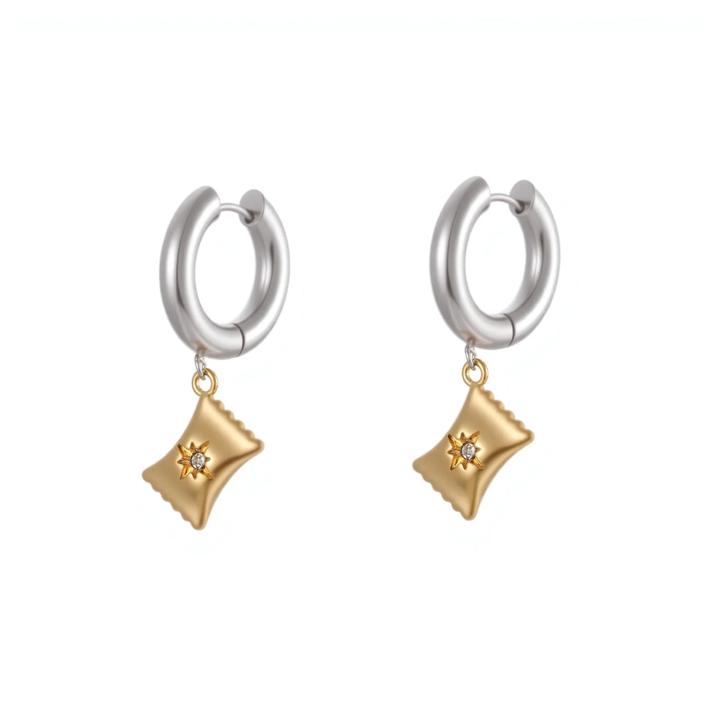 Christmas tree heart star earrings stainless steel 18K gold plated women's jewellery