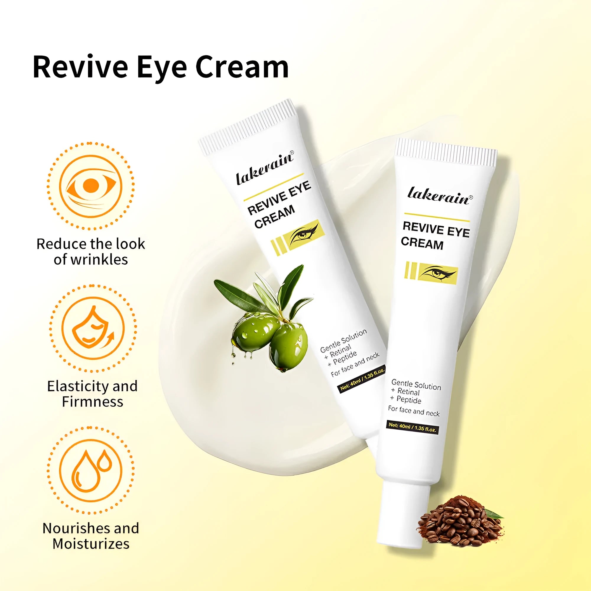 40ml bottle of retinol eye cream for dark circles and fine lines.