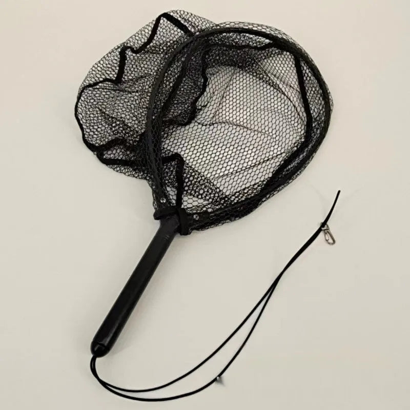 Portable small dip net fishing gear black aluminium alloy 30x40 cm hand net