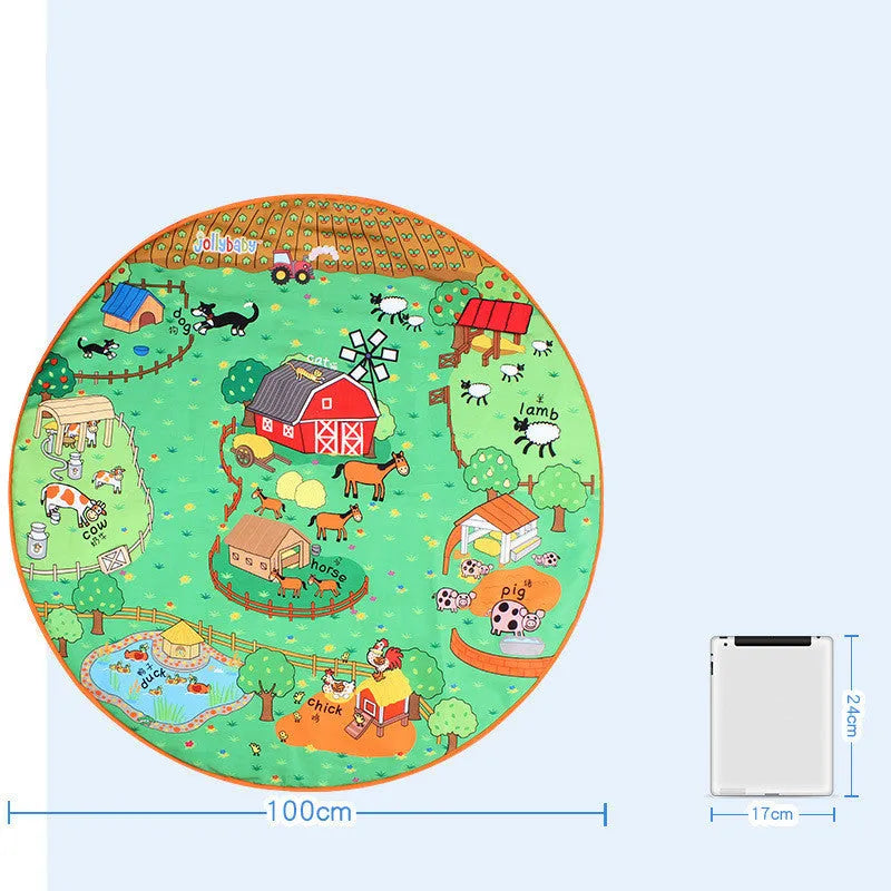 Baby play blanket 1cm thick integral mat with jungle animal toys for sensory development