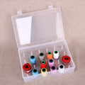 Transparent plastic sewing storage box with 42 compartments for embroidery thread and needle organisation