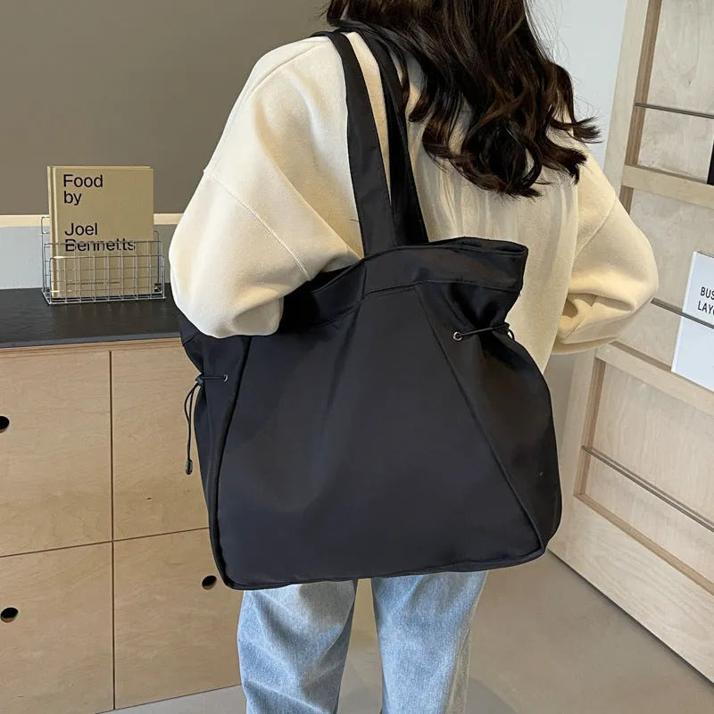 Soft Oxford cloth commuter shoulder tote bag in multiple colours with folding street trend design