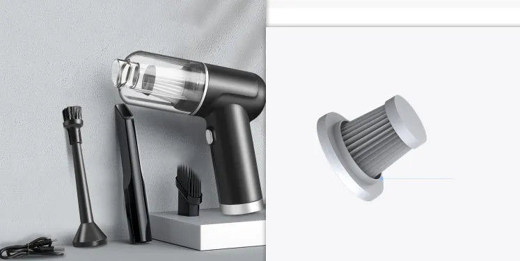 Cordless hand-held vehicle vacuum cleaner with brush and nozzle, 80W 4000r/min, black