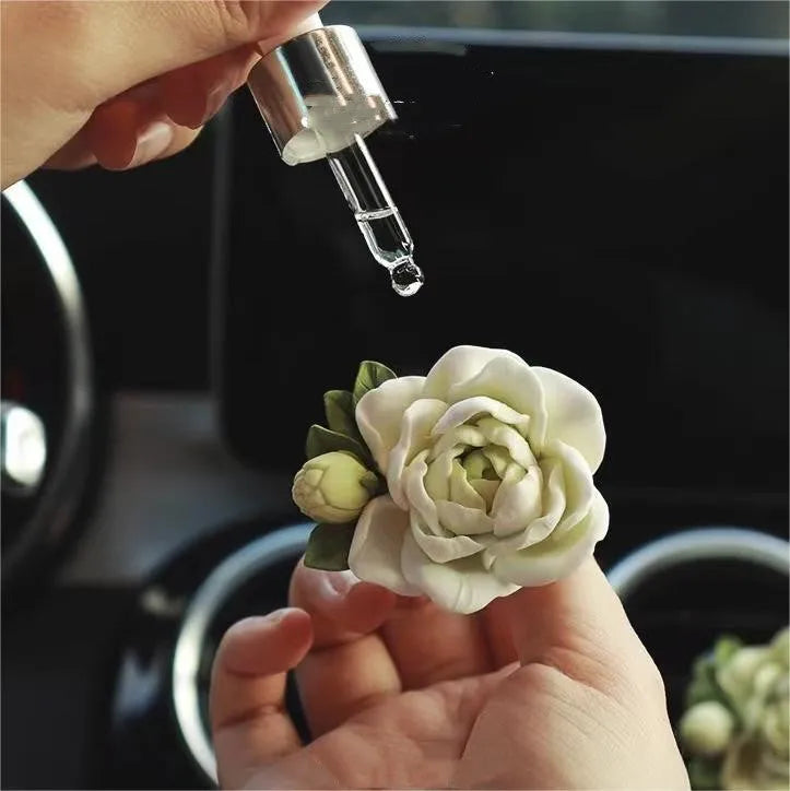 Jasmine car perfume solid gypsum vent clip in off white or fresh green with essential oil