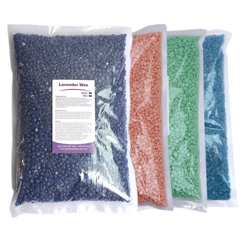 500g box of honey scented solid hard wax beans for paper-free hair removal, 18x29cm