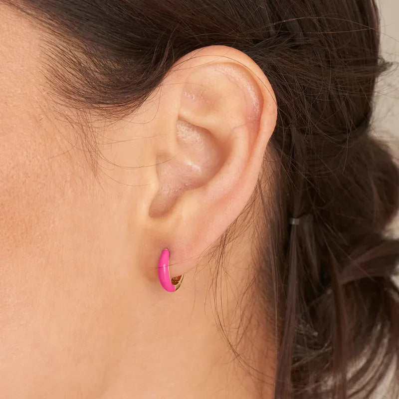 Epoxy oval curved geometric earrings in seven colour options with U-shaped design