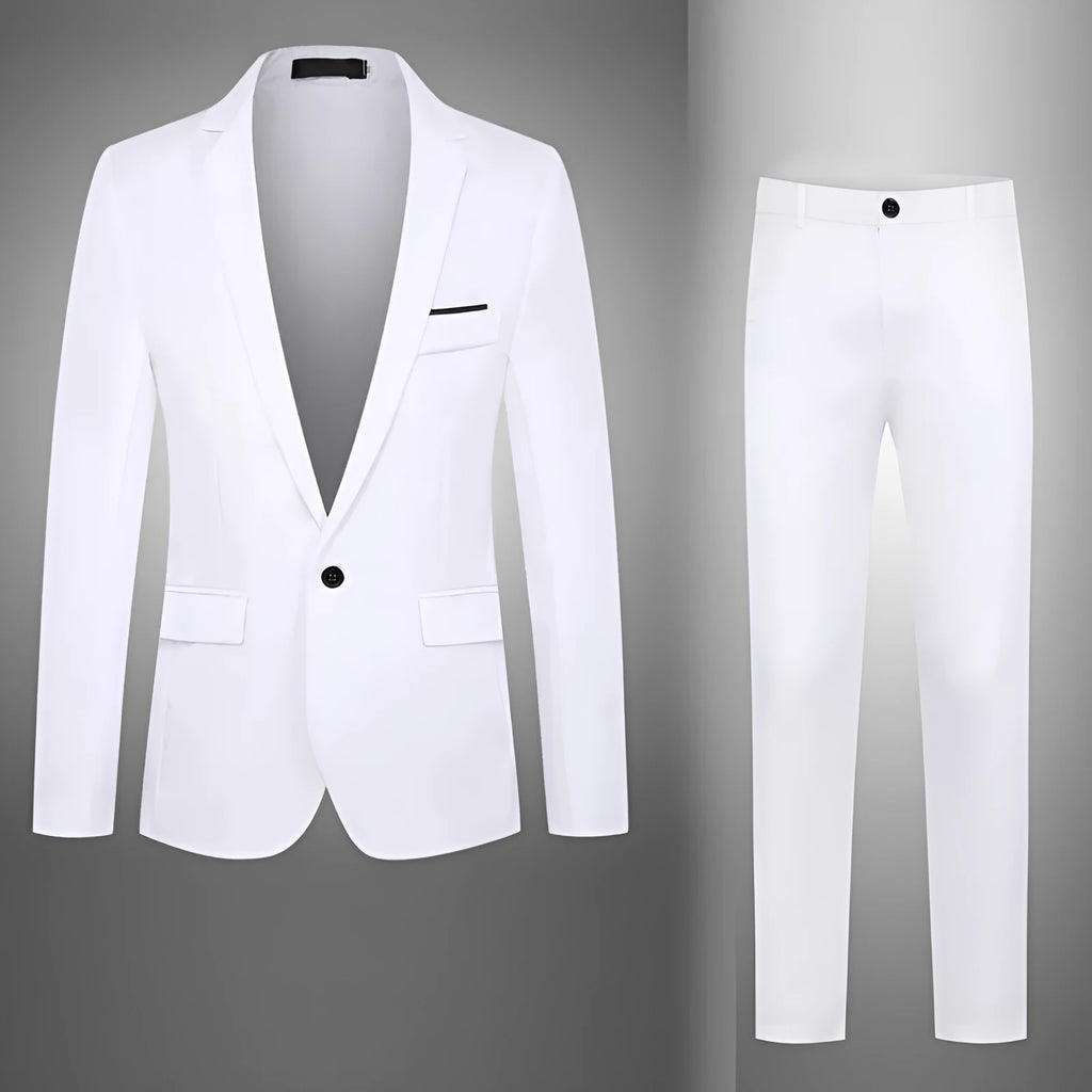 Men's acetate fibre suit jacket in loose fit available in eight colours including wine red and sky blue
