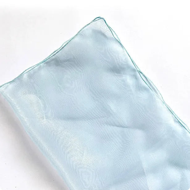 Arabesquitic silk flower bouquet bag in blue colour showing textured fabric surface