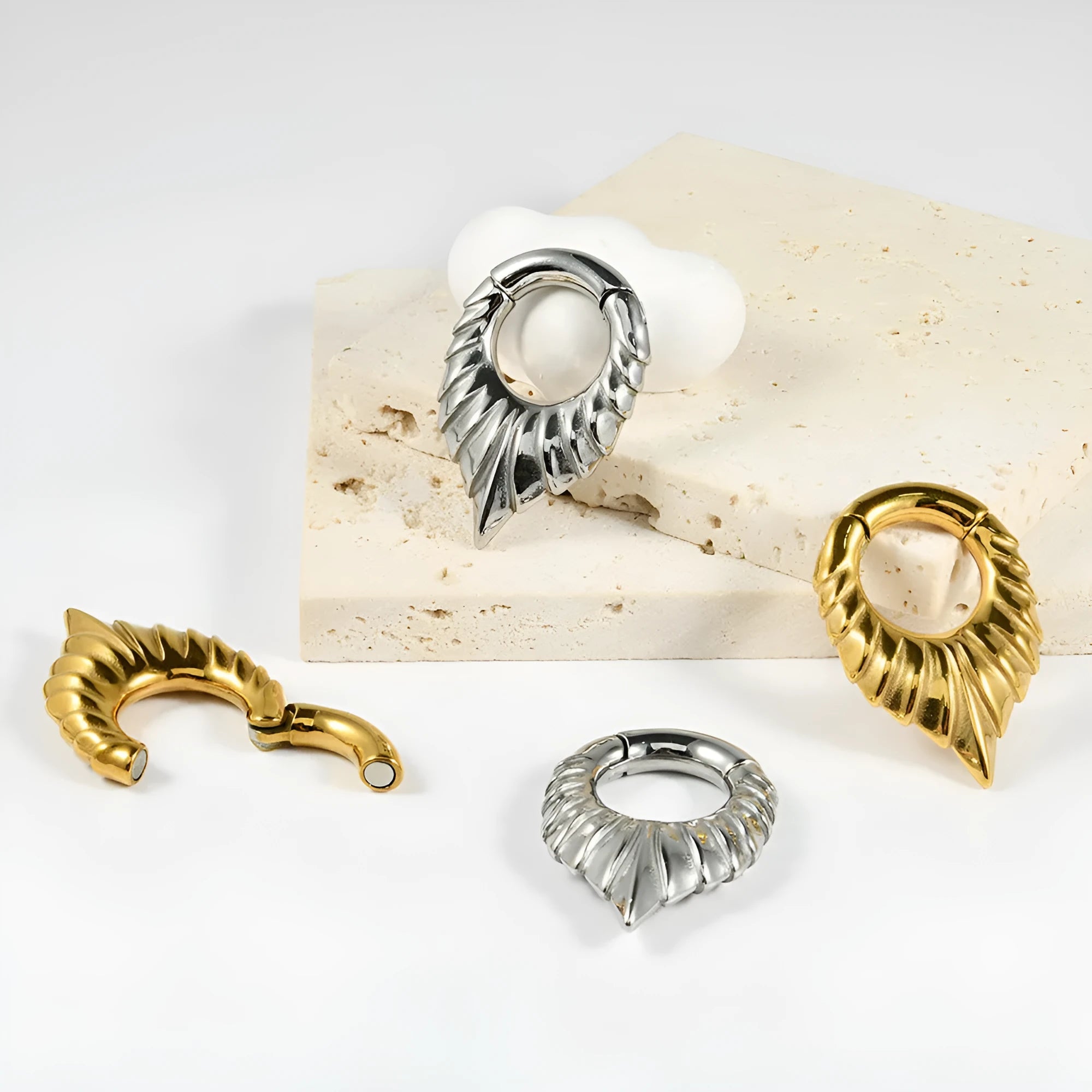 Stainless steel drop-shaped auricle ear extender with hanging egg design for cartilage piercing