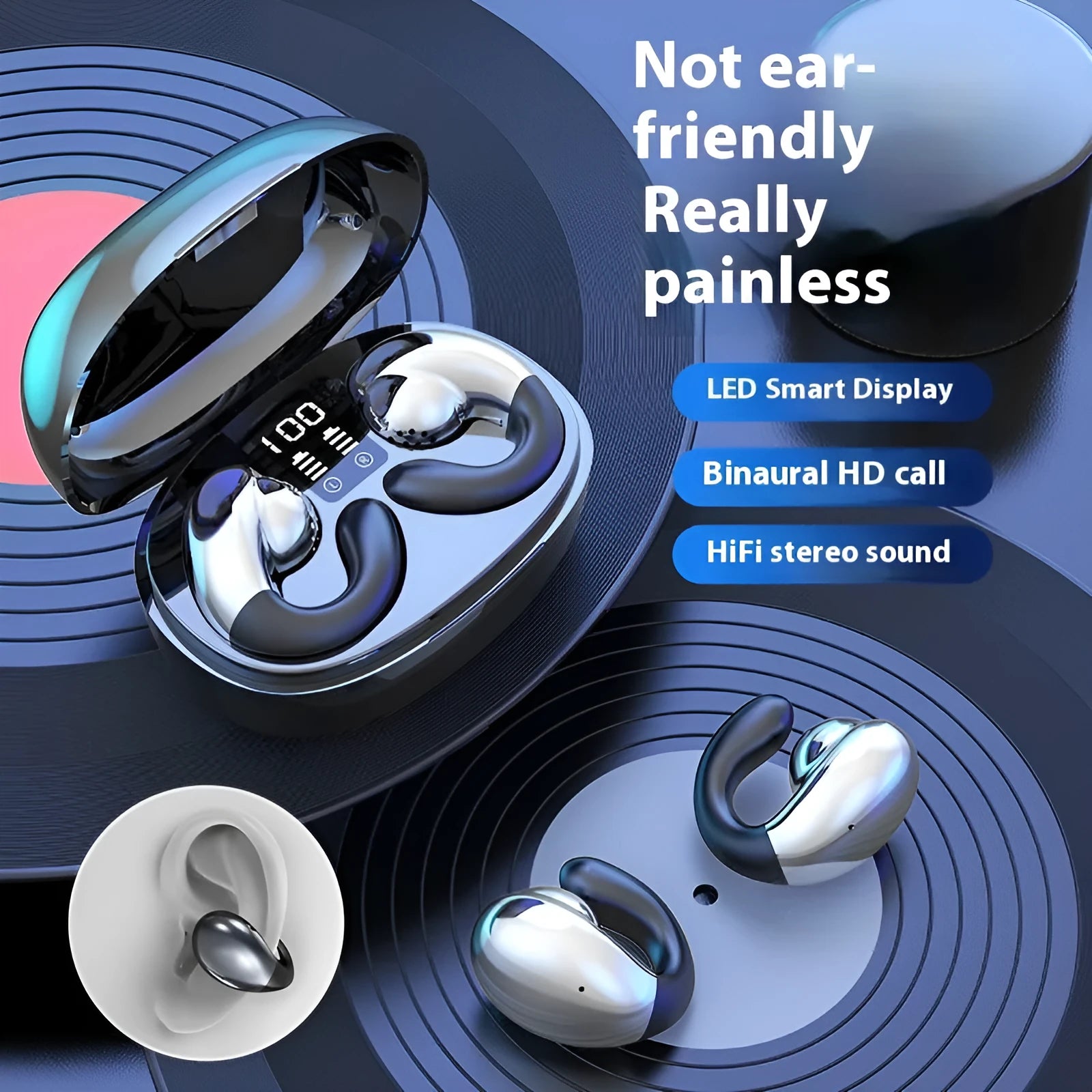 S29 wireless Bluetooth headset binaural non in-ear sports style digital display black
