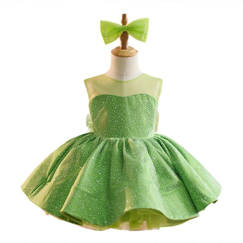 Green mint Mambo pettiskirt dress for girls, polyester fabric, full princess style, suitable for 80cm to 160cm height