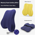 Gray lumbar support cushion for office chair, dimensions 40x40x8cm, shown on a desk chair.