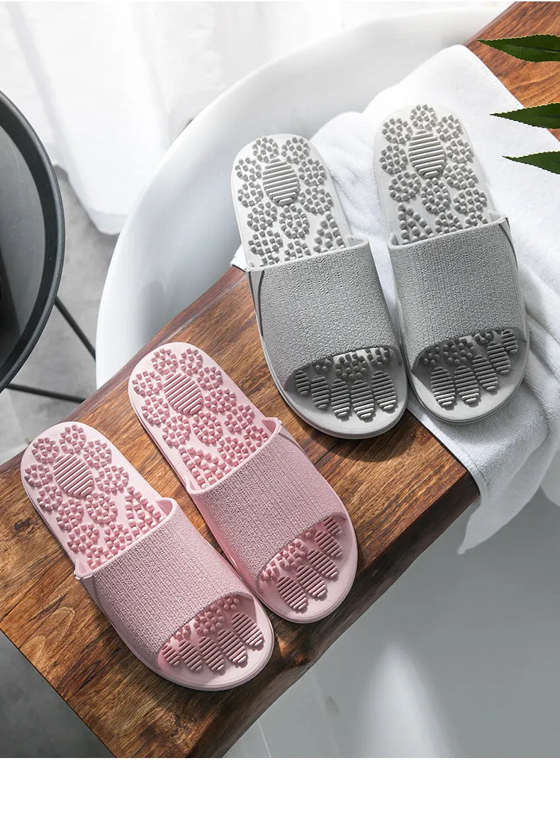 Reflexology foot massage slippers with 3D acupressure nodes in light blue