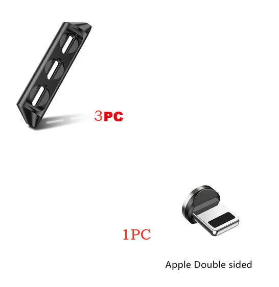 Magnetic charging cable with nylon wire and rotating magnetic head for automatic adsorption on Apple Android Type-C devices
