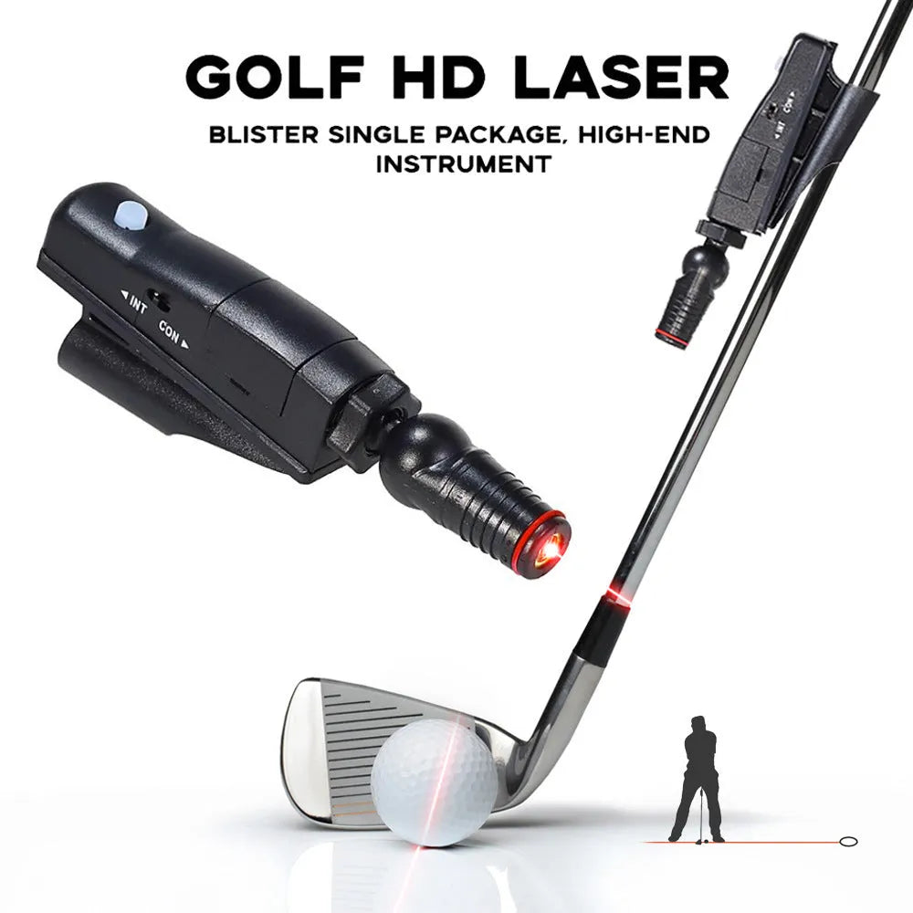 Black golf putter laser aiming sight accessory for putting alignment practice.