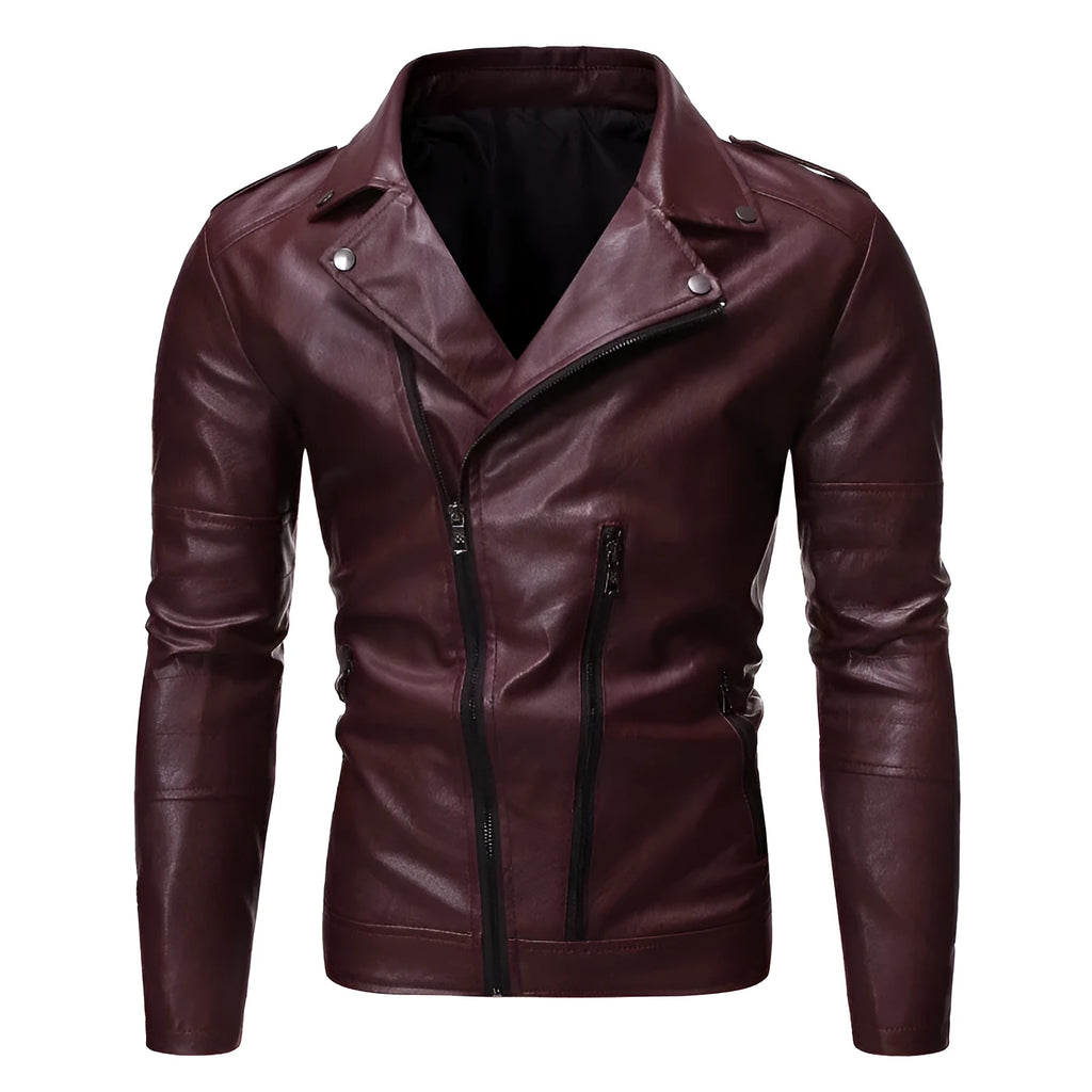 Motorcycle leather jacket in khaki colour, pigskin leather, loose fit, zipper front