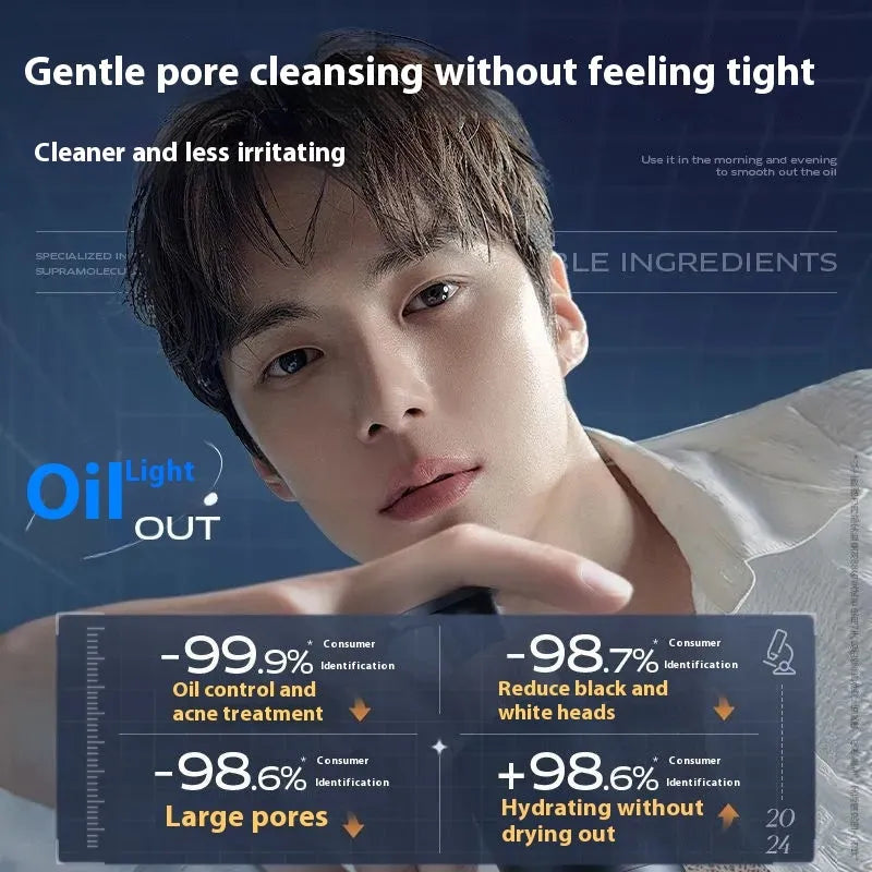 Men's oil control blackhead removing acne facial cleanser 150ml in standard packaging