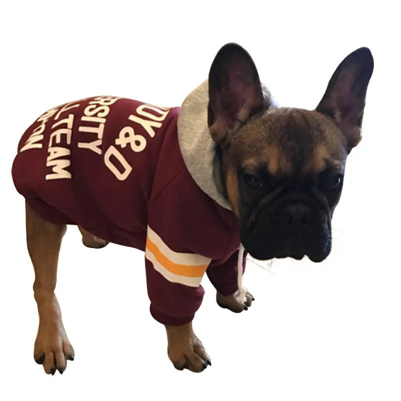 Pet fleece sweater in red with cotton-polyester blend, available in multiple sizes from XS to FB