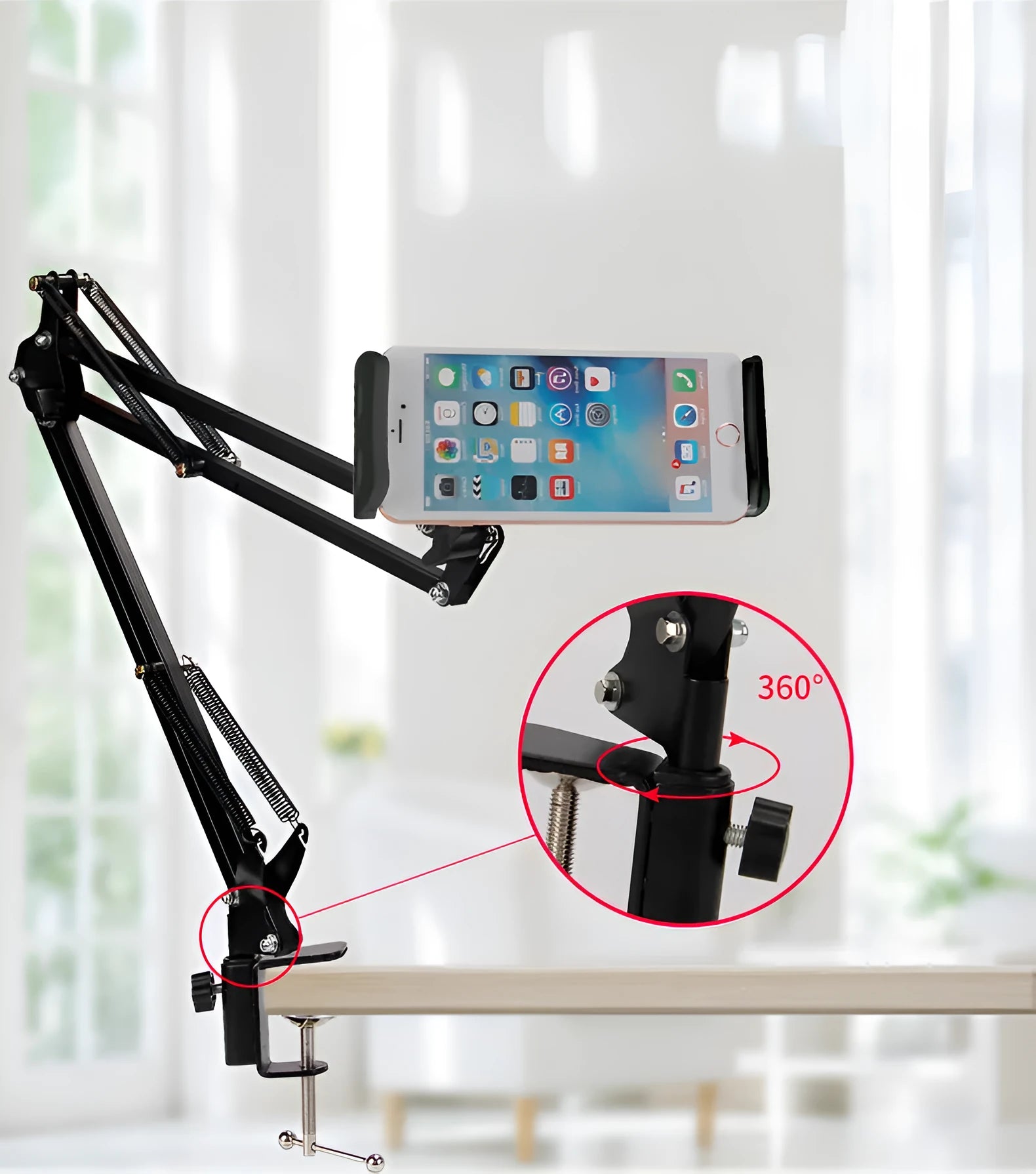 Adjustable phone tablet stand in black and white colours with 10cm height options