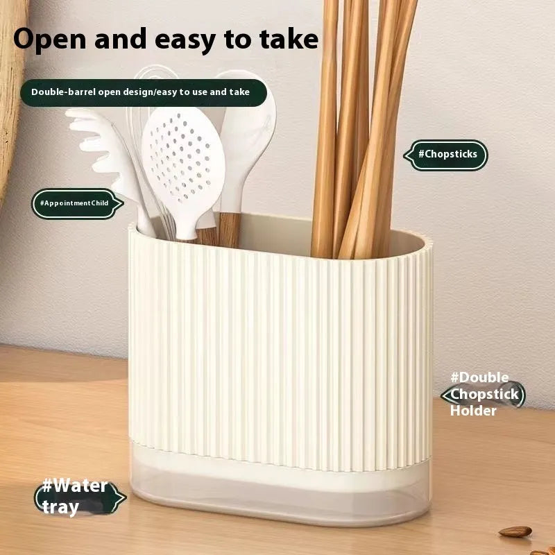 Plastic wall-mounted chopsticks basket with cross-border drain design in beige colour