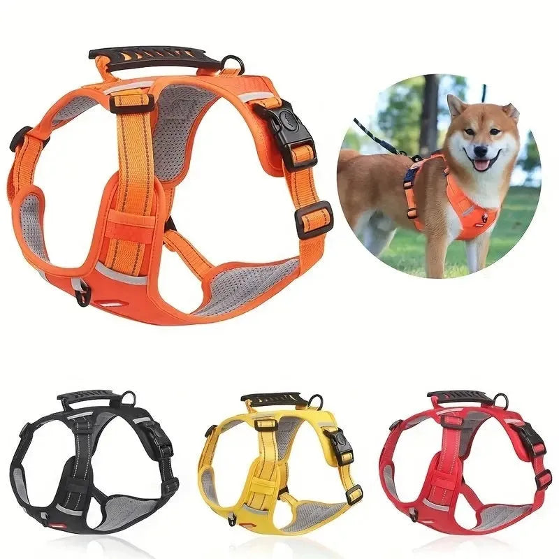 Polyester dog chest harness traction rope in multiple colours with adjustable sizing