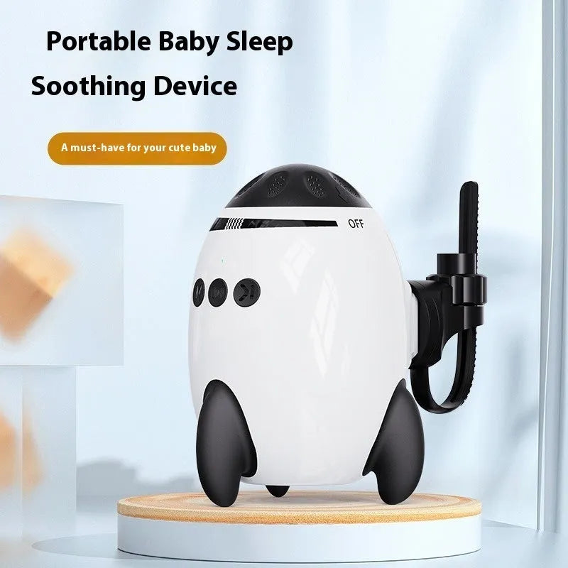 White ABS plastic baby stroller shaking device with Bluetooth connectivity for infant calming