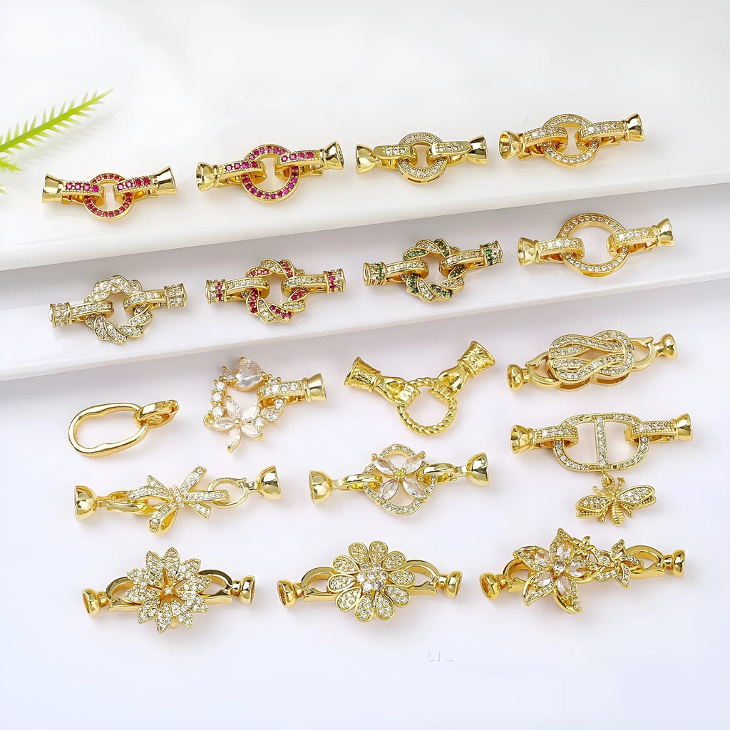 Small gold colour electroplated chain buckle for DIY necklace making with clasp mechanism