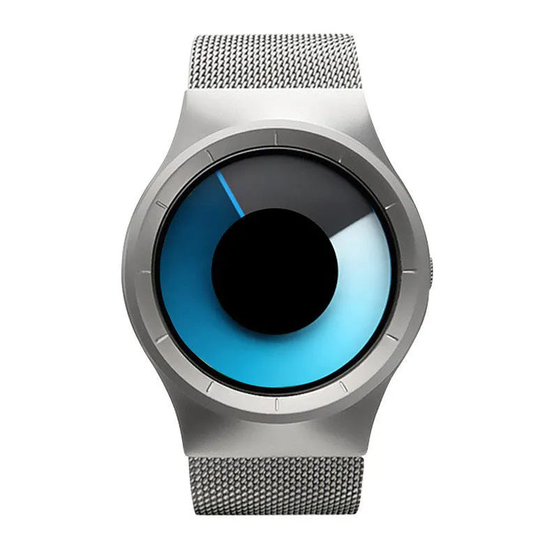 Unisex casual watch with stainless steel mesh band, 40mm case, aurora borealis dial, and anti-glare mineral glass