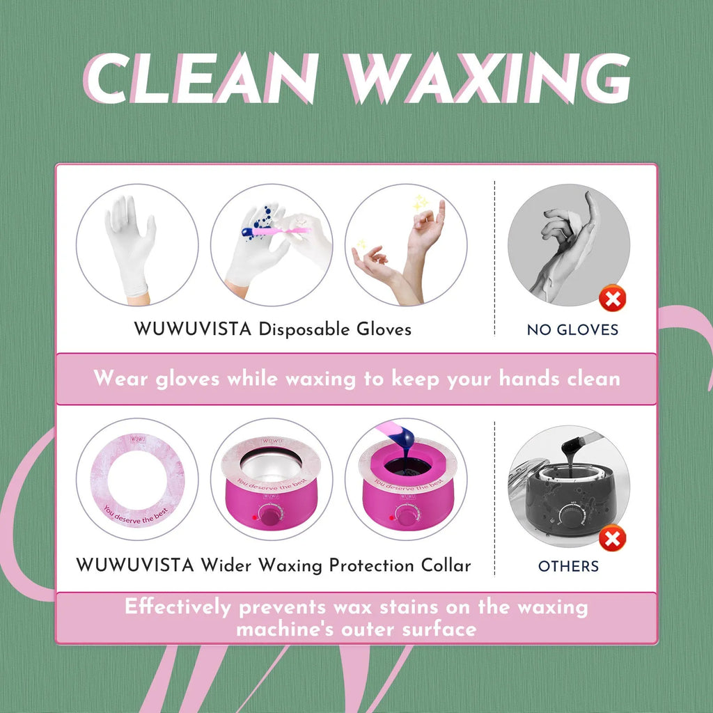 WUWUVISTA 56-piece professional waxing kit with smart warmer, six wax formulas, silicone applicators, and aftercare products
