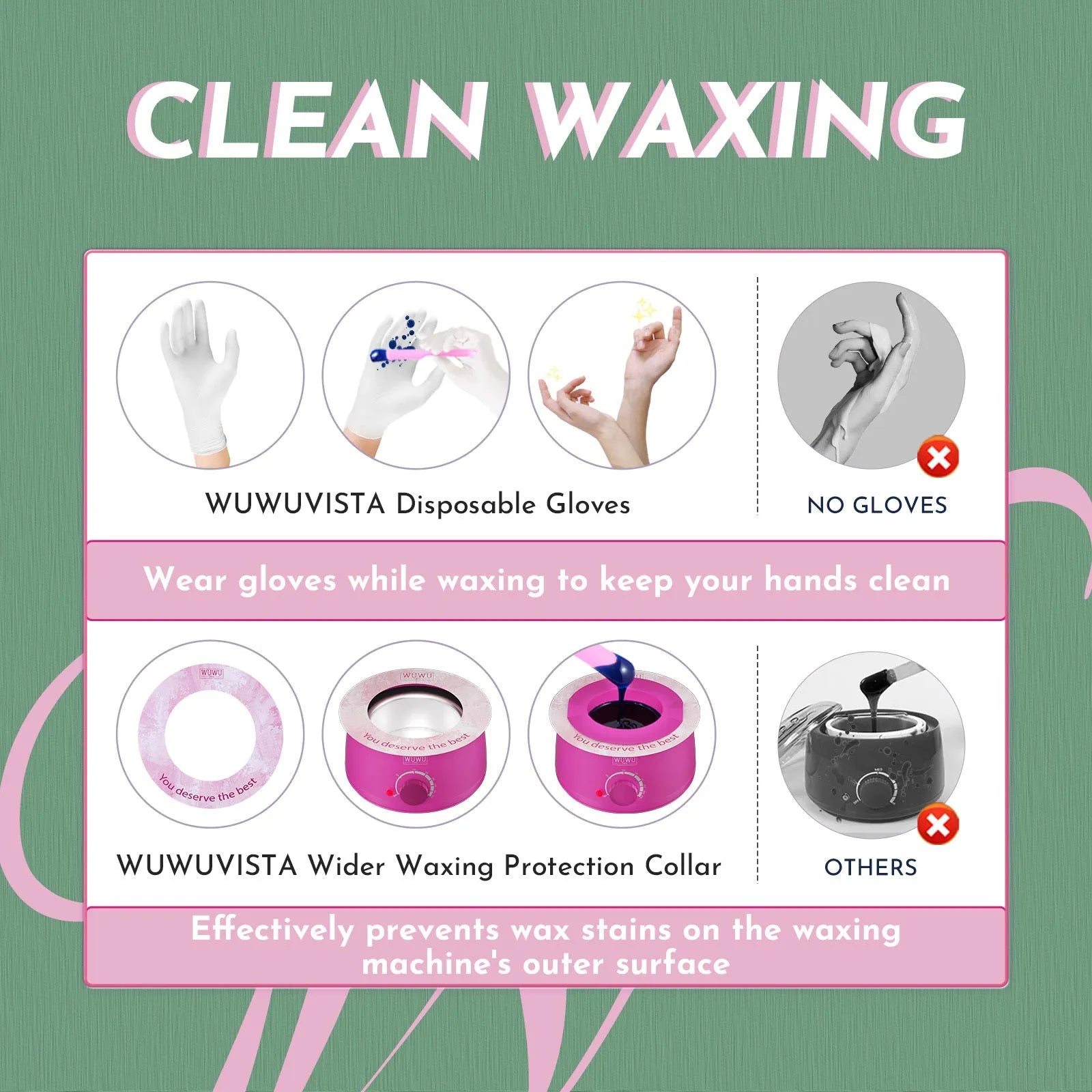 WUWUVISTA 56-piece professional waxing kit with smart warmer, six wax formulas, silicone applicators, and aftercare products