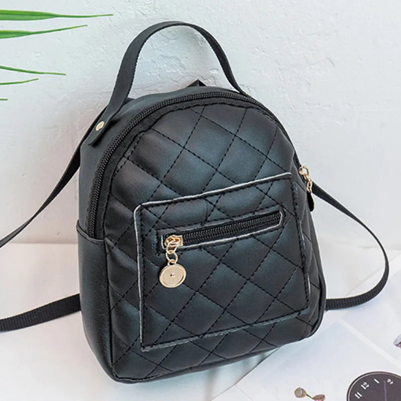 Korean style girls' embroidered backpack in vertical square shape with hard case construction