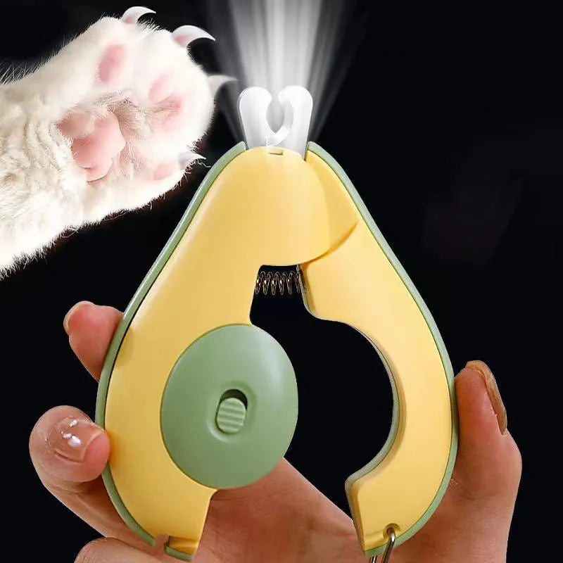 Professional LED light pet nail clipper for small dogs and cats in green, pink and white colours