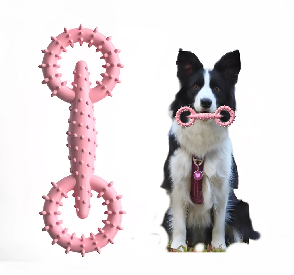 Blue TPR dog chew toy ring for puppies measuring 16cm by 5.8cm
