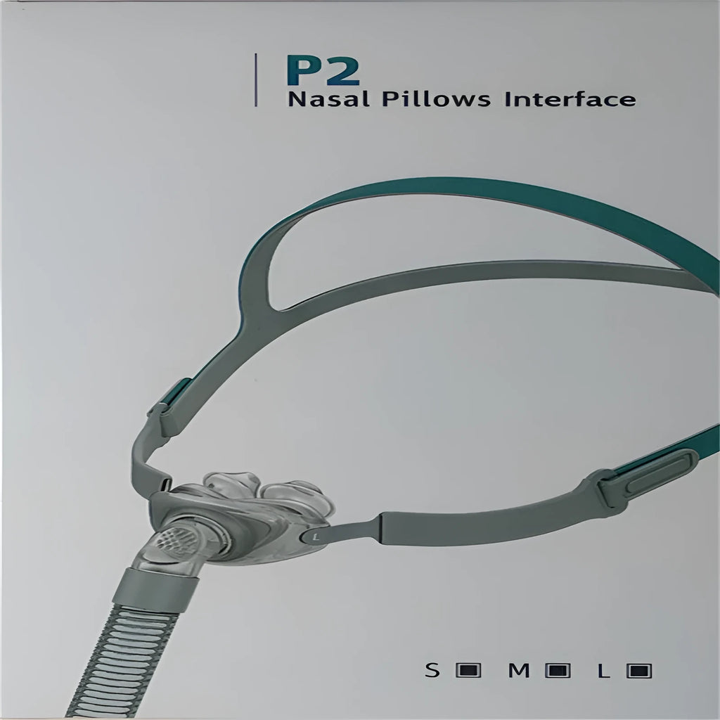 Ventilator nasal pillow mask with silicone cushion and adjustable headband components