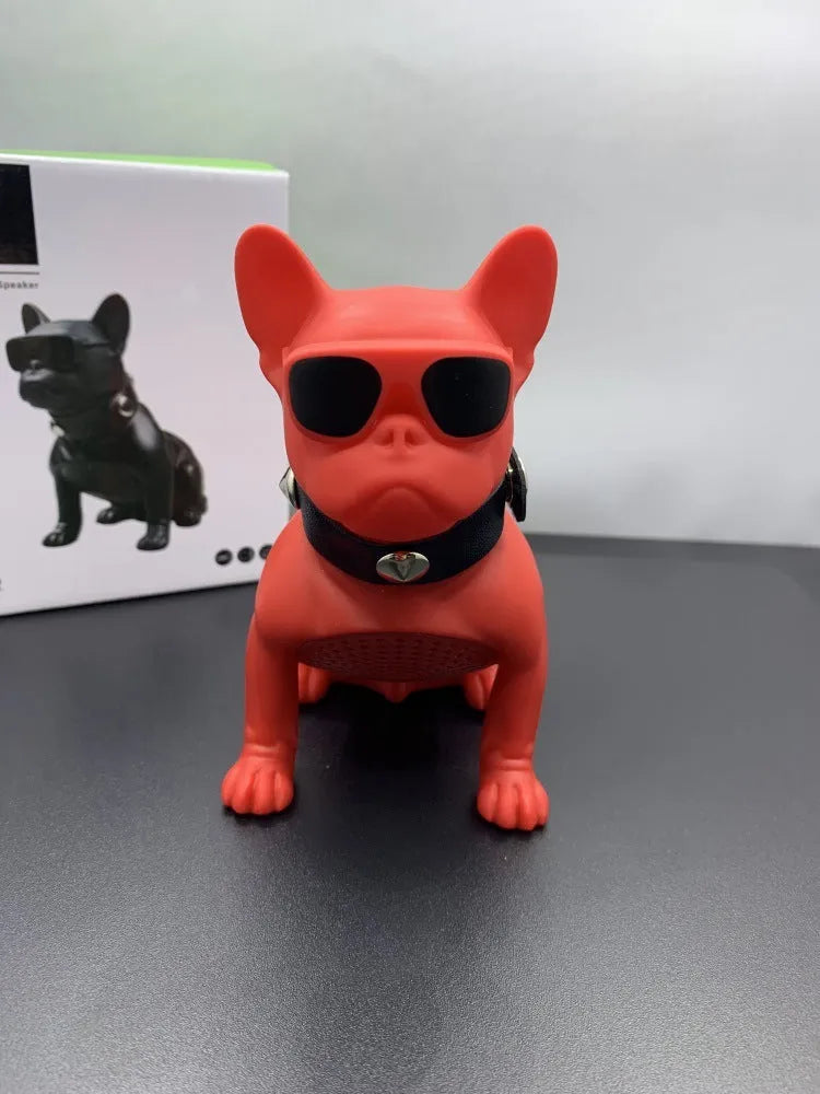 Mini full body bulldog Bluetooth speaker in black, red, or white colours with wireless audio streaming