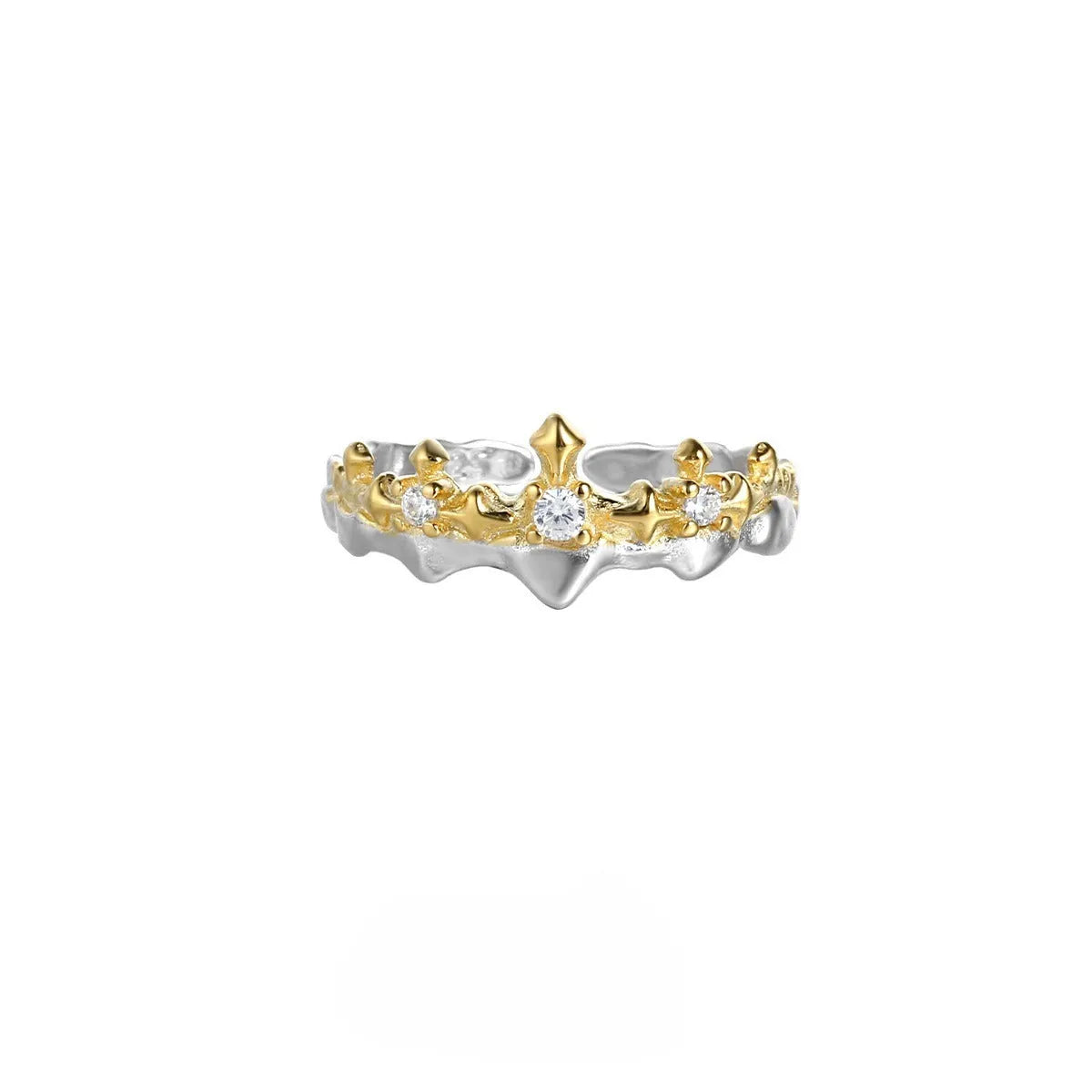 Princess Knight adjustable couple ring in silver with white gold or black gold electroplated finish