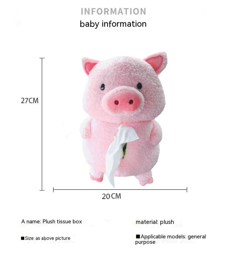 Plush cartoon animal car tissue box for interior decoration in lamb or pig models