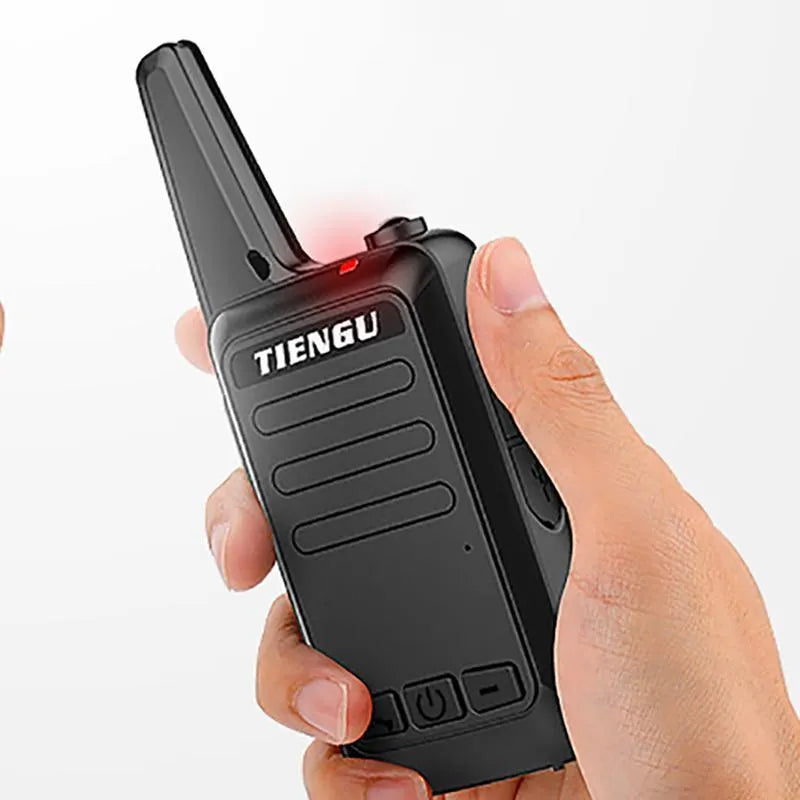 TIENGU black wireless handheld radio intercom with LED flashlight and back clip