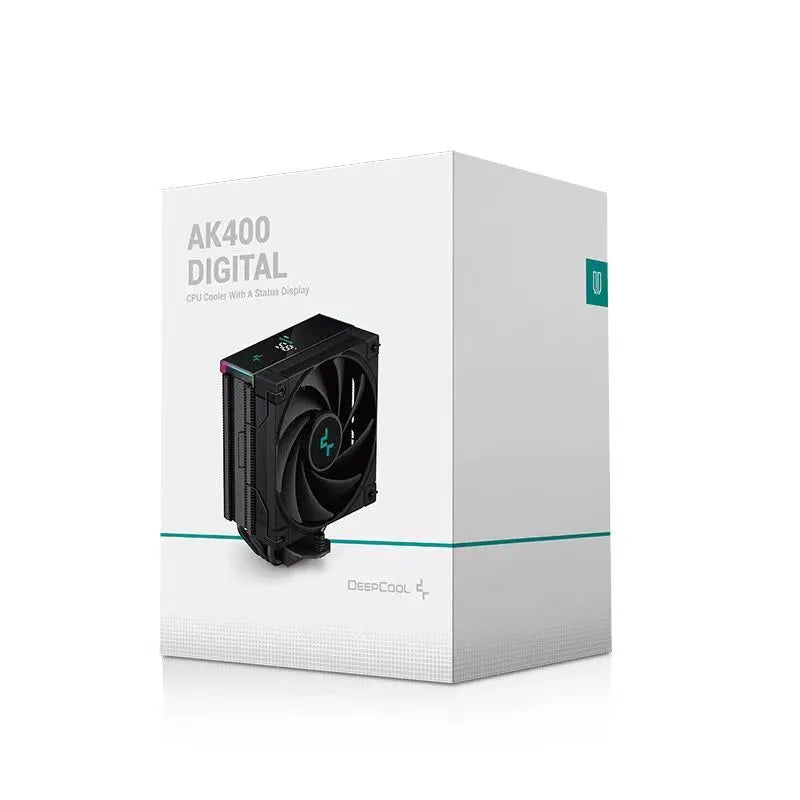 Deepcool AK Series twin tower CPU air cooler with digital temperature display in black or white