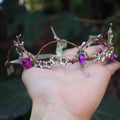 Retro handmade mori style decorative Tuinga elf queen hair headband in purple with plum blossom alloy design