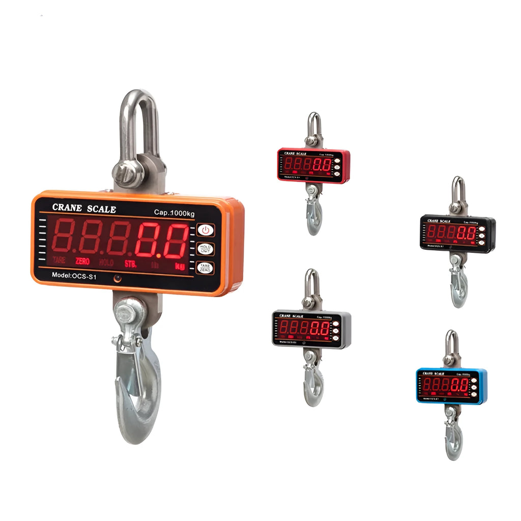 Orange electronic crane scale with digital display for 500kg industrial weighing